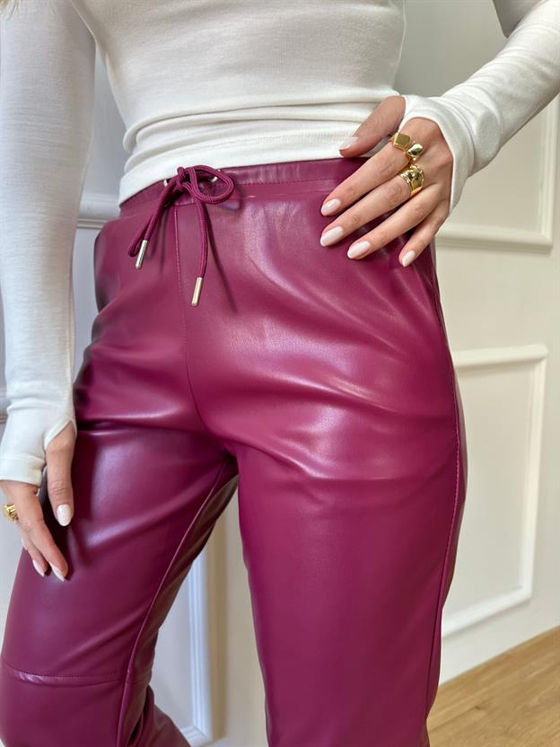 Bordo Deri Pantolon