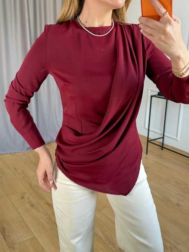Bordo Pileli Verev Bluz