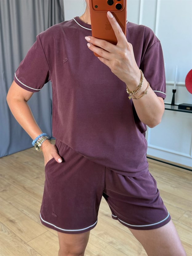 Bordo Şortlu Basic Takım