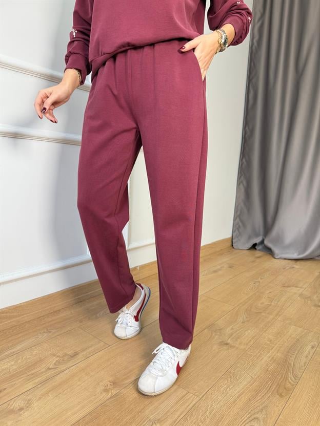 Bordo Taşlı Takım