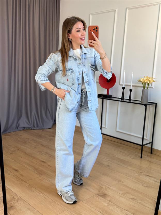 Buz Mavisi Jean Ceket