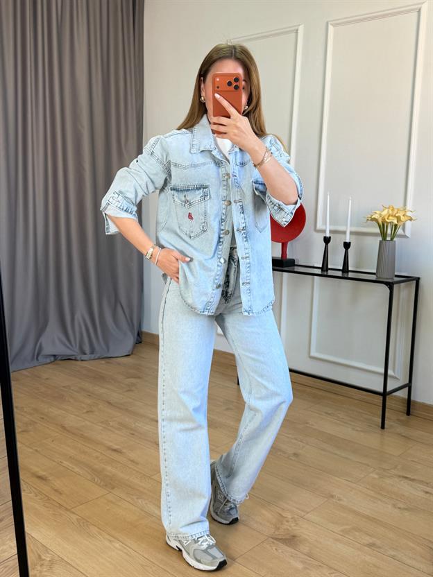 Buz Mavisi Jean Ceket