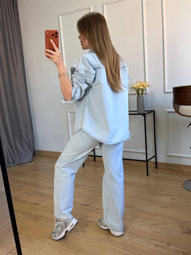 Buz Mavisi Jean Ceket