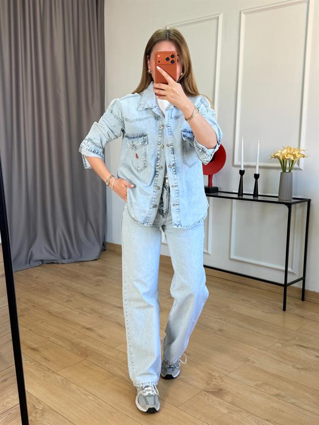 Buz Mavisi Jean Ceket