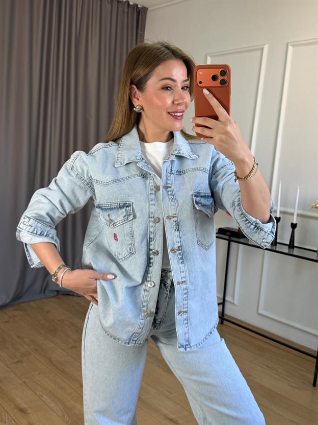 Buz Mavisi Jean Ceket