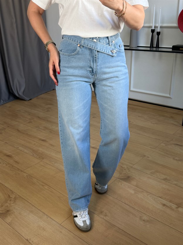 Buz Mavisi Tint Bel Detay Jean