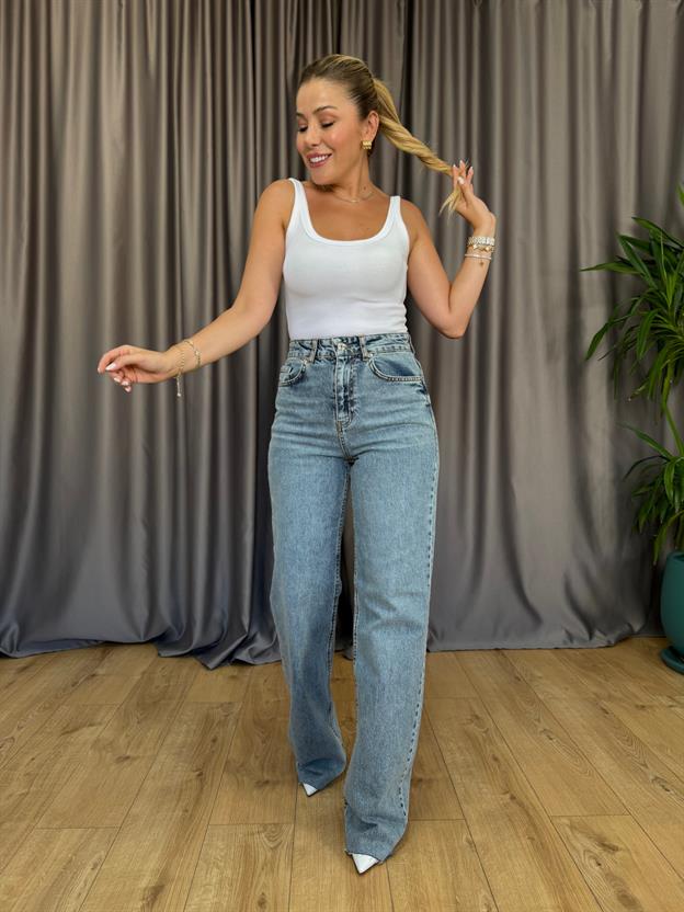 Açık Mavi Wide Leg Jean