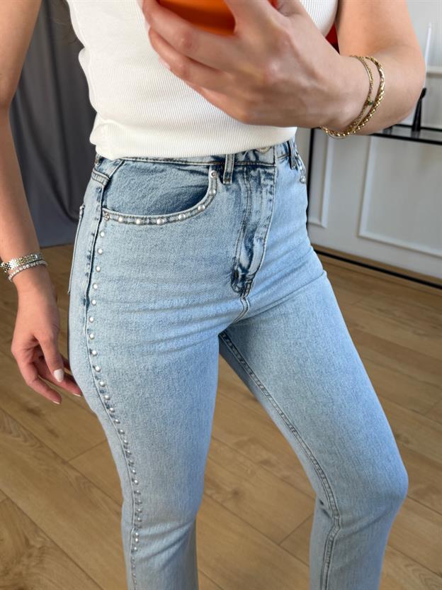 Buz Mavisi Zımbalı Jean