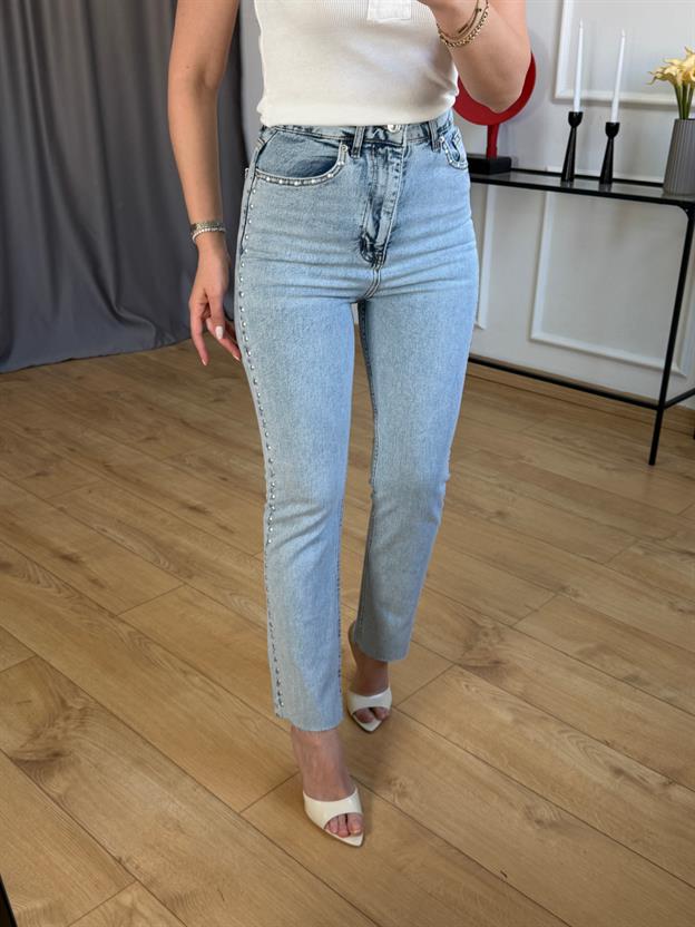 Buz Mavisi Zımbalı Jean