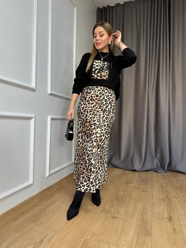 Camel Leopar Saten Etek
