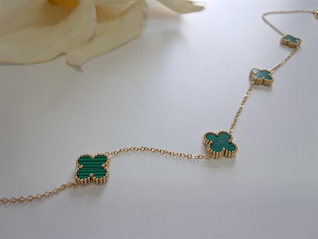 Çoklu Yonca Yeşil Kolye