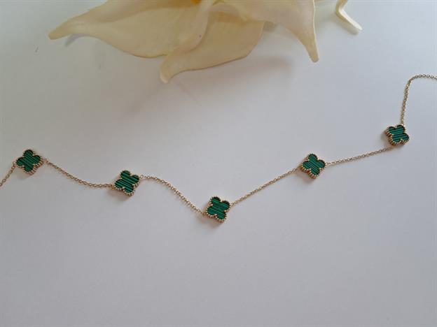 Çoklu Yonca Yeşil Kolye