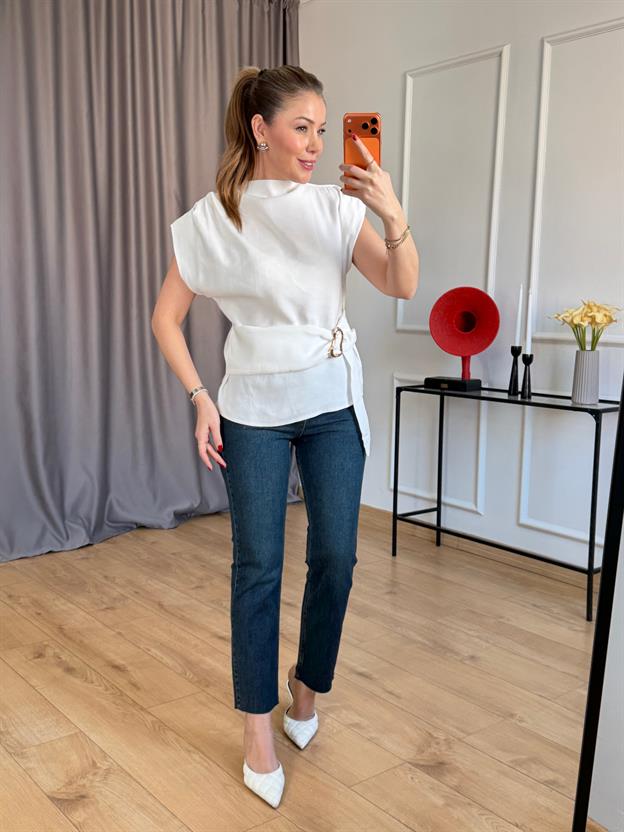 Ekru Gold Tokalı Bluz