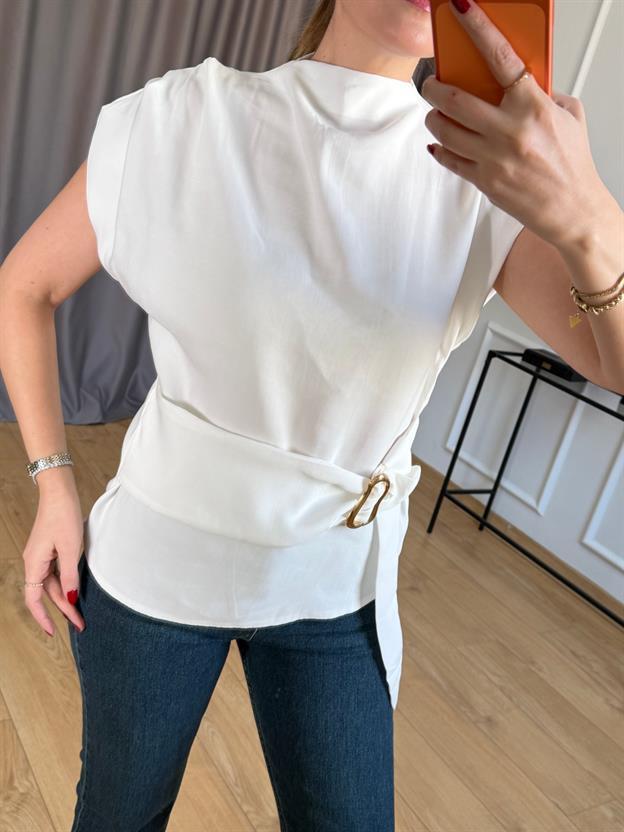 Ekru Gold Tokalı Bluz