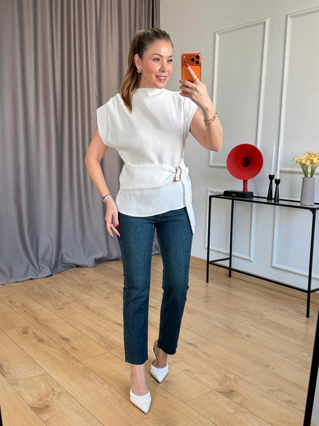 Ekru Gold Tokalı Bluz