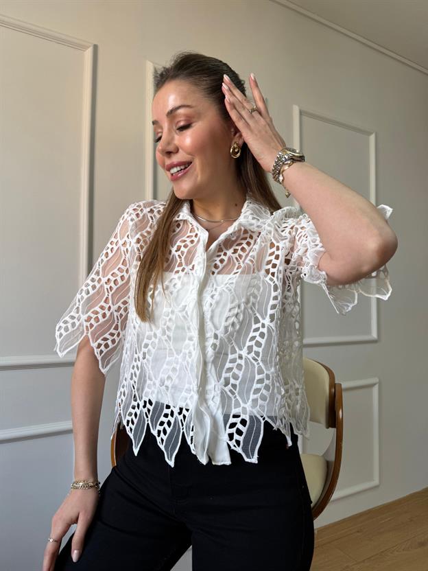 Ekru Büstiyerli Organize Gömlek