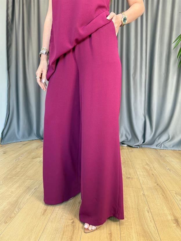 Fuşya Tek Omuz Detay Takım