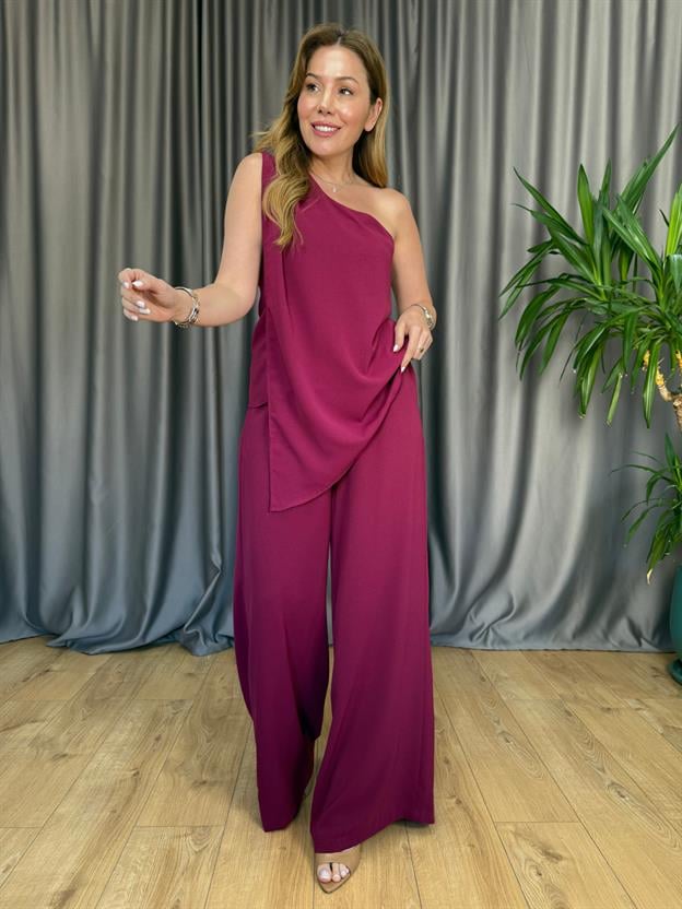 Fuşya Tek Omuz Detay Takım