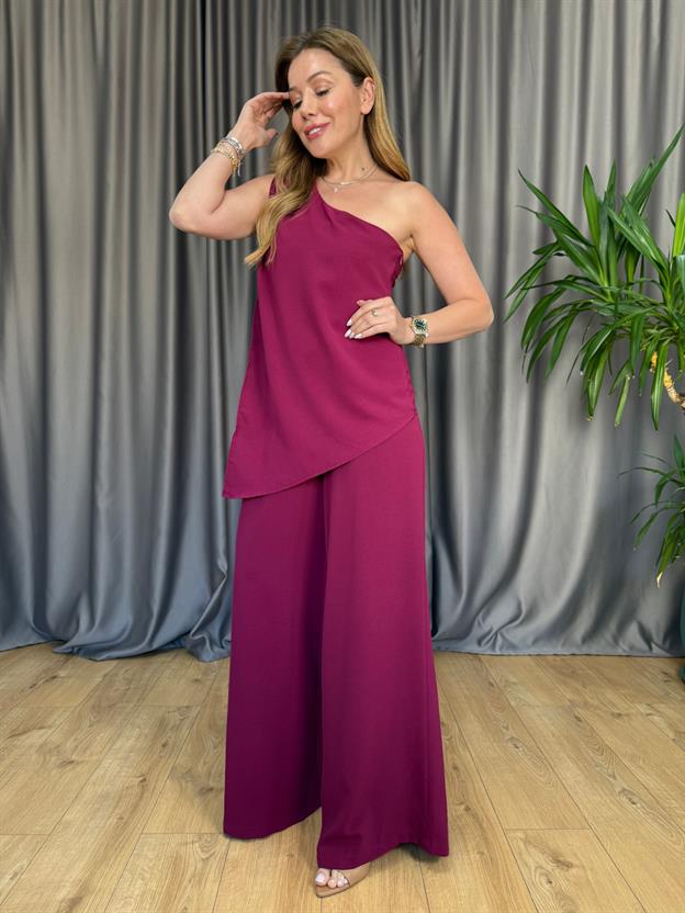 Fuşya Tek Omuz Detay Takım