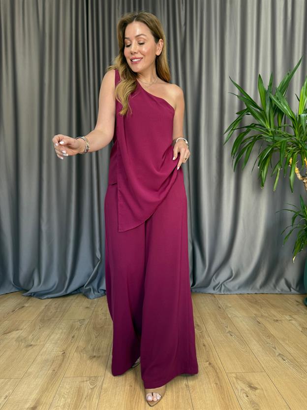 Fuşya Tek Omuz Detay Takım