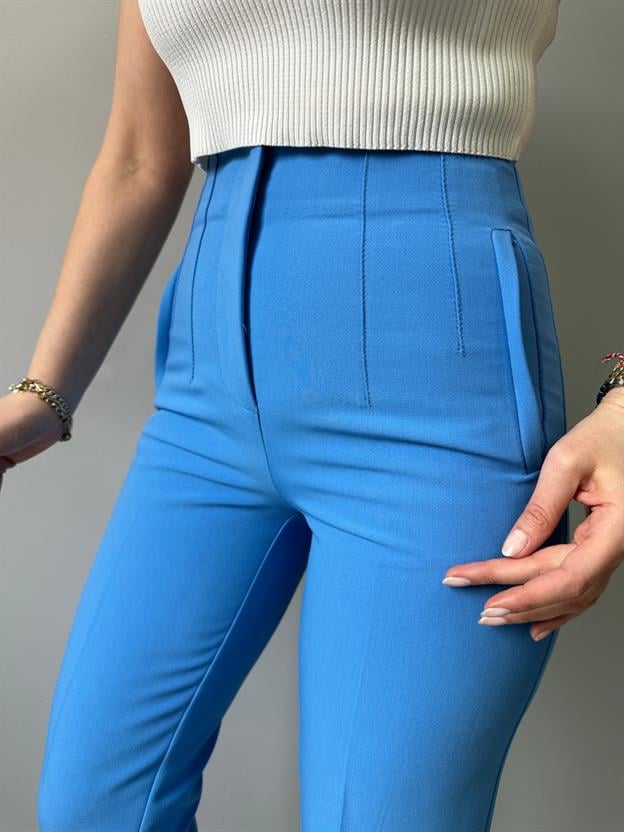 Gök Mavisi Önü Flotalı Pantolon