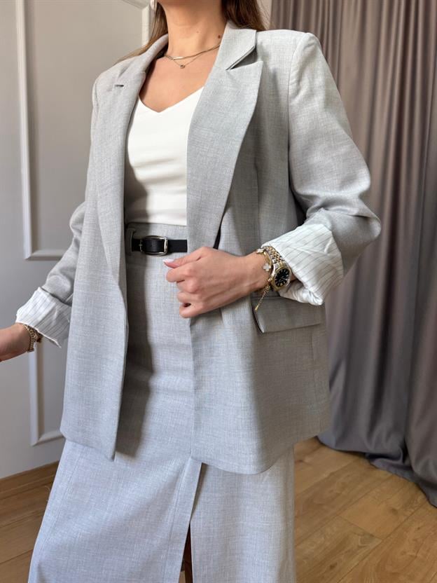 Gri Polivsikon Ceket 