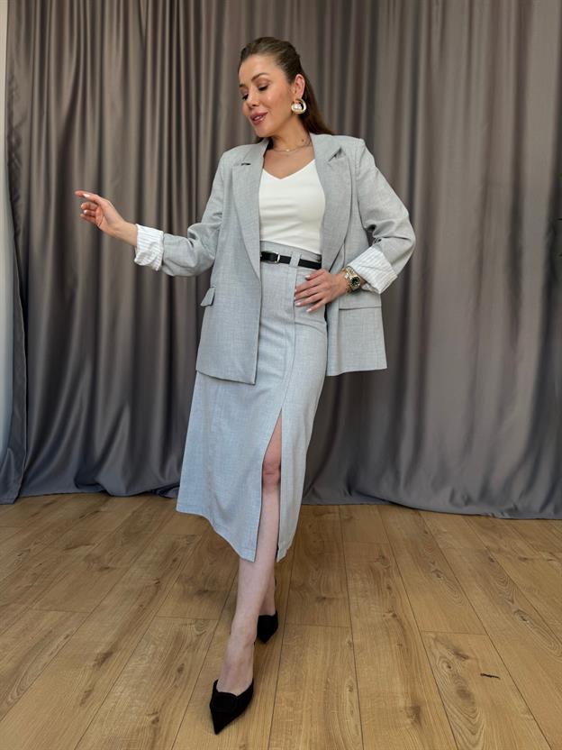 Gri Polivsikon Ceket 