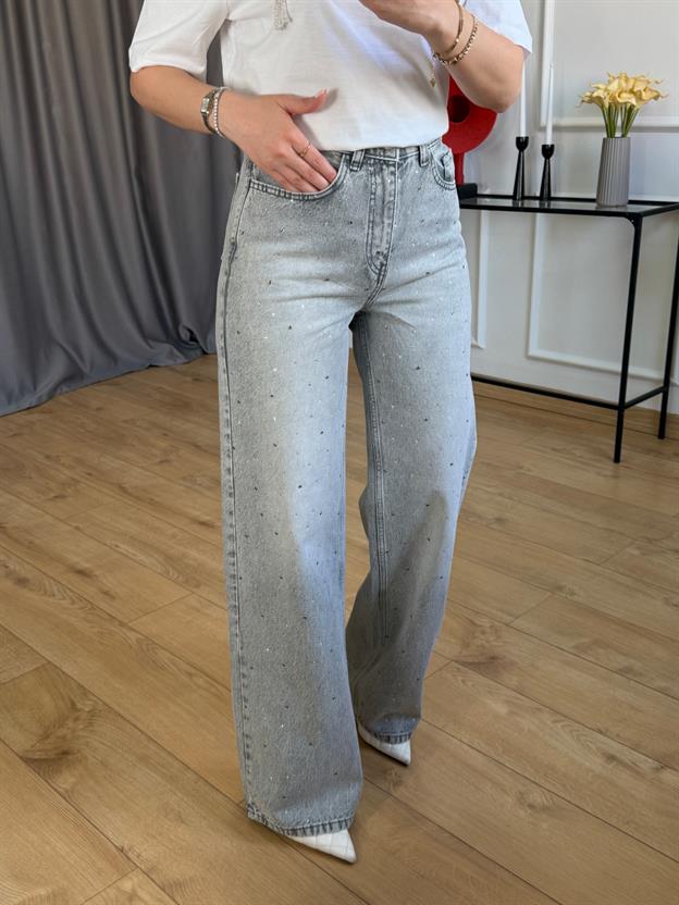 Gri Taşlı Jean