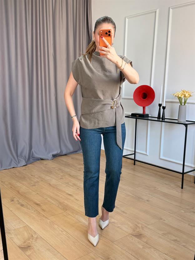 Haki Gold Tokalı Bluz