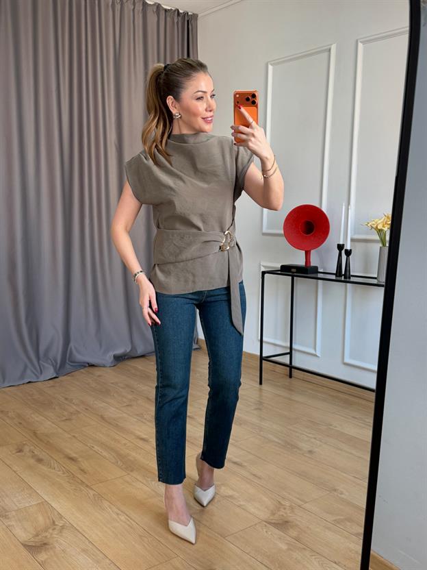 Haki Gold Tokalı Bluz