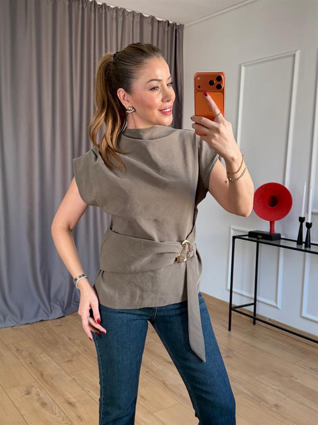 Haki Gold Tokalı Bluz