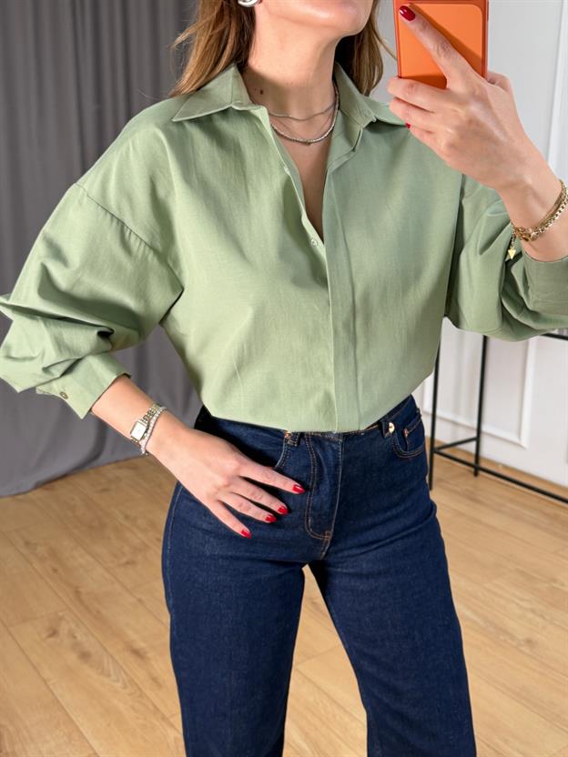Yeşil Oversize Gömlek