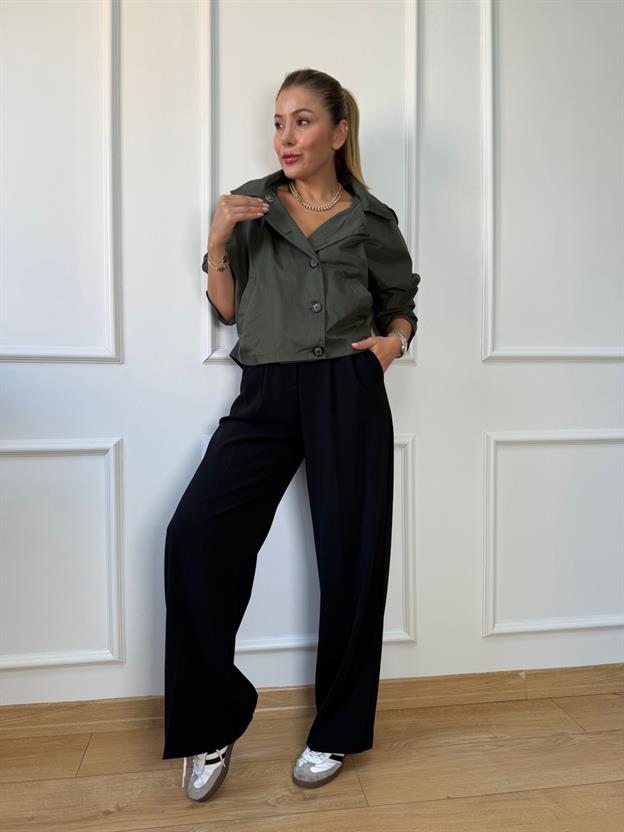 Haki Kapüşonlu Trençkot