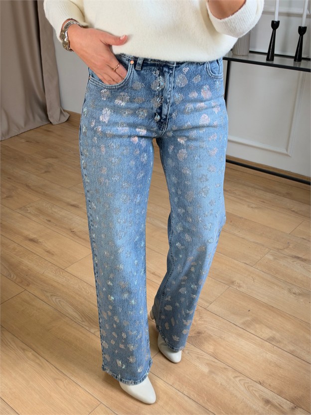 J. Mavi Taşlı Wide Leg