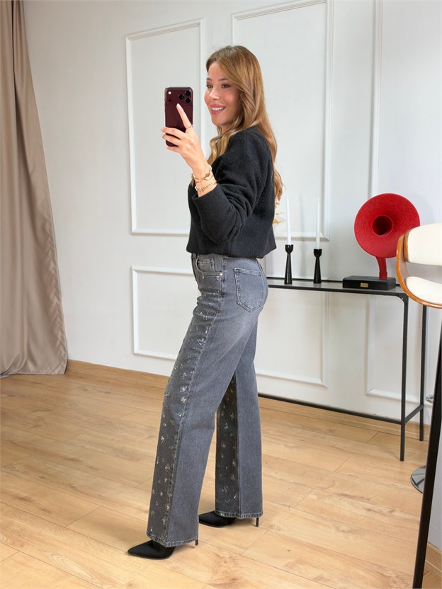 J. Antrasit Taşlı Wide Leg