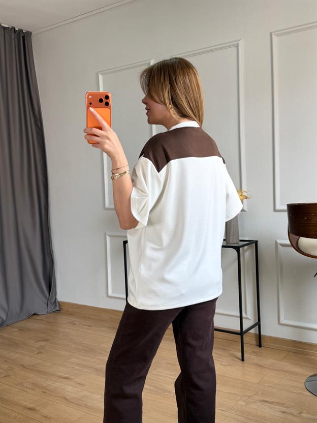 Kahve Bağlama Detaylı Tshirt