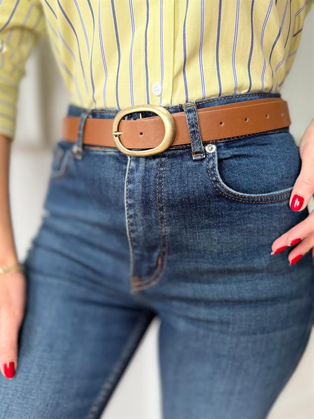 Kahve Bakır Tokalı Kemer