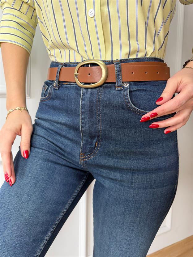 Kahve Bakır Tokalı Kemer