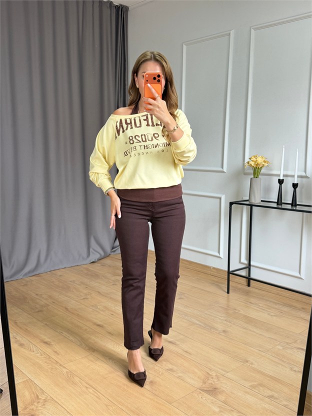 Sarı Boyun Askılı Sweatshirt