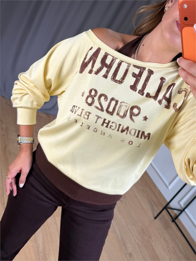 Sarı Boyun Askılı Sweatshirt