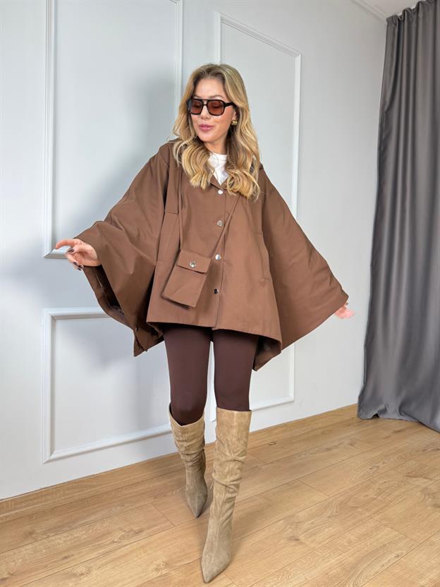 Kahve Çantalı Panço