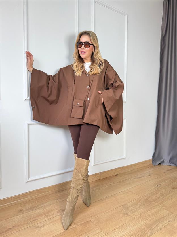 Kahve Çantalı Panço