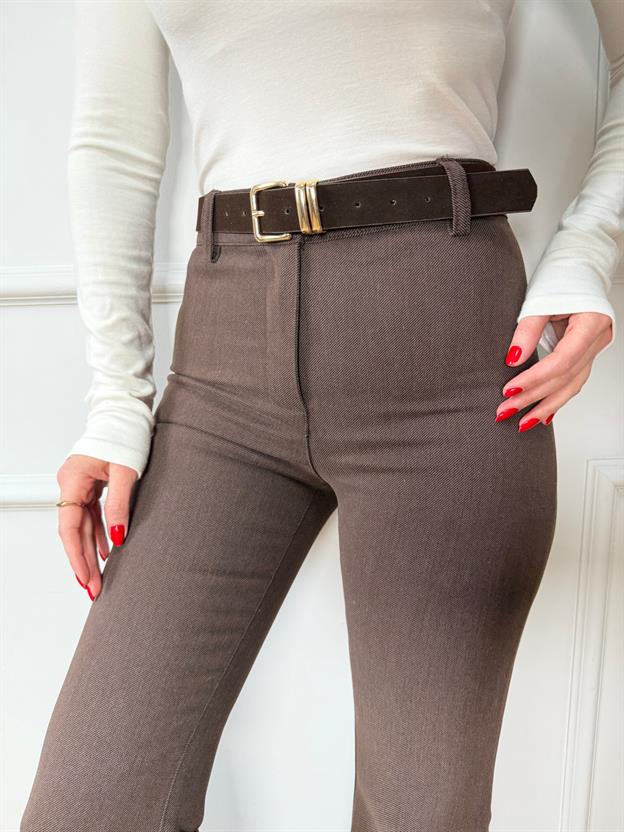 Kahve Gabardin İspanyol Pantolon