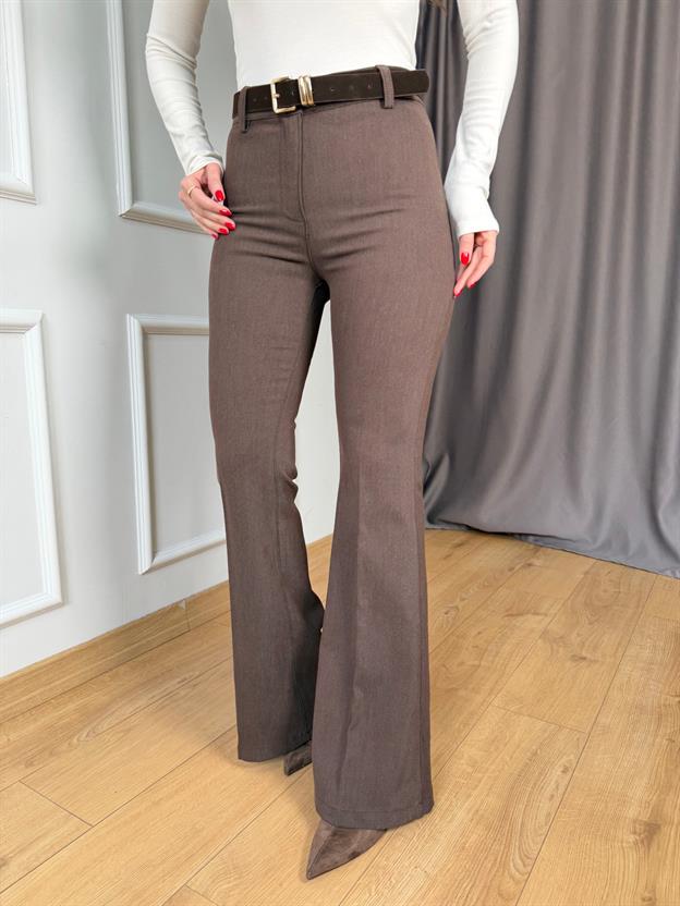 Kahve Gabardin İspanyol Pantolon
