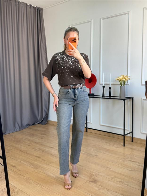 Kahve Kemerli Tint Jean