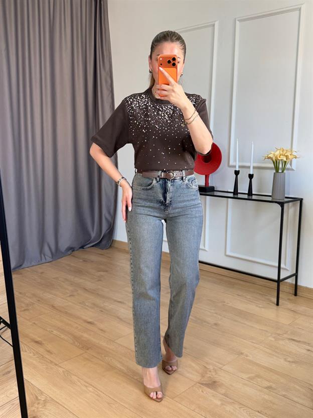 Kahve Kemerli Tint Jean