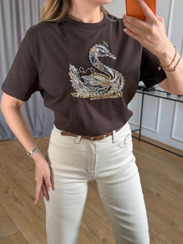 Kahve Kuğulu Tshirt