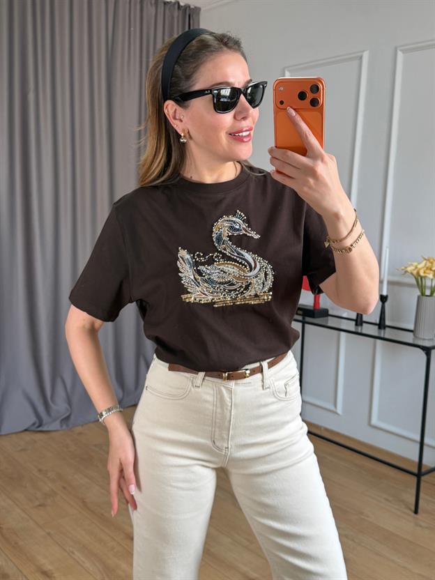 Kahve Kuğulu Tshirt