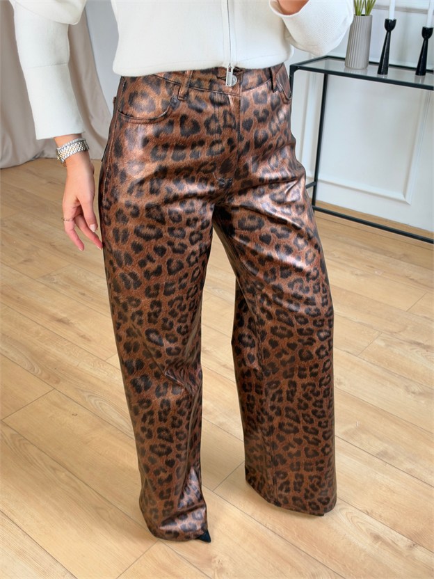 Kahve Leopar Pantolon