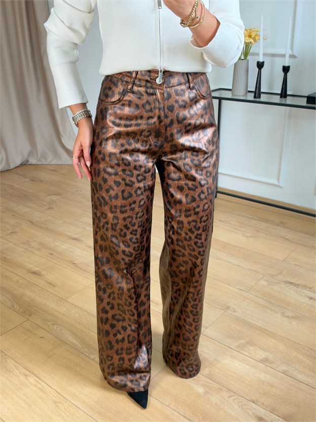 Kahve Leopar Pantolon